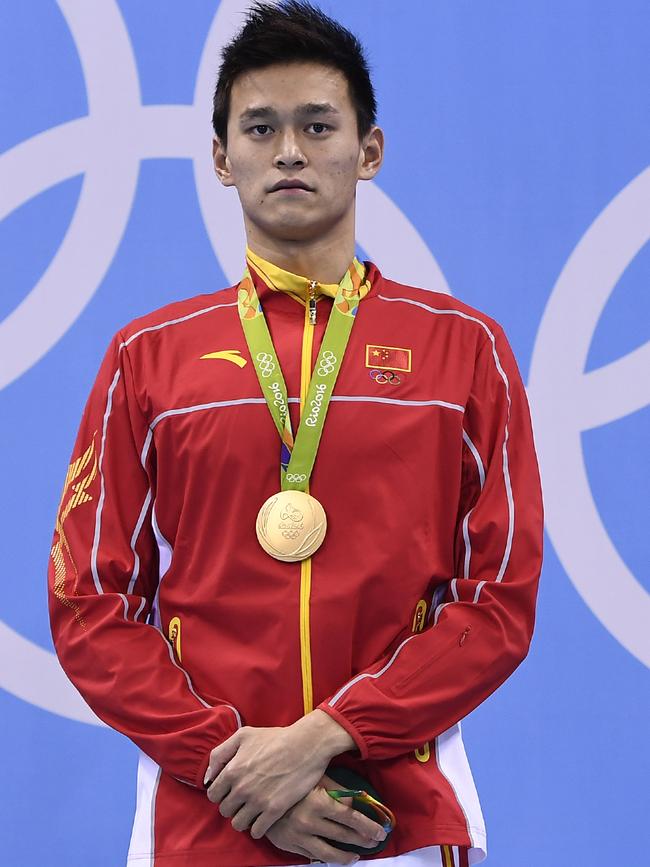 Yang after winning the men's 200m Freestyle Final during the Rio 2016 Olympics. Picture: Gabriel Bouys