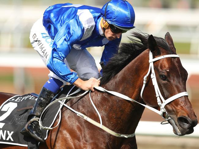 Champ thrives at headquarters: Winx is eased down after her win. Picture: Getty Images