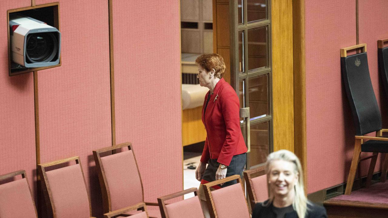 Senator Hanson has been accused of racism for her decision to storm out. Picture: NCA NewsWire / Gary Ramage