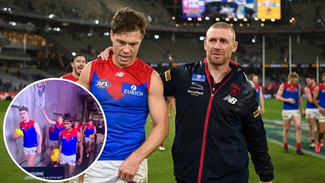 Jake Melksham and Simon Goodwin handled the Luke Jackson situation a little differently on Friday. Picture: Getty Images