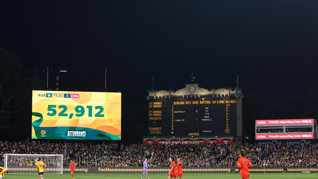 A monster crowd of 52,912 piled into Adelaide Oval for the friendly against China in May. Picture: Getty