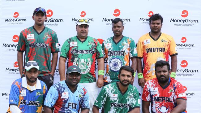 representatives from each team that will be competing in the Thunder Nation Cup semi-final. (Sri Lanka, Bhutan, Bangladesh, Afghanistan, India, Pakistan, Nepal, Fiji). Tahmid Islam is back left.