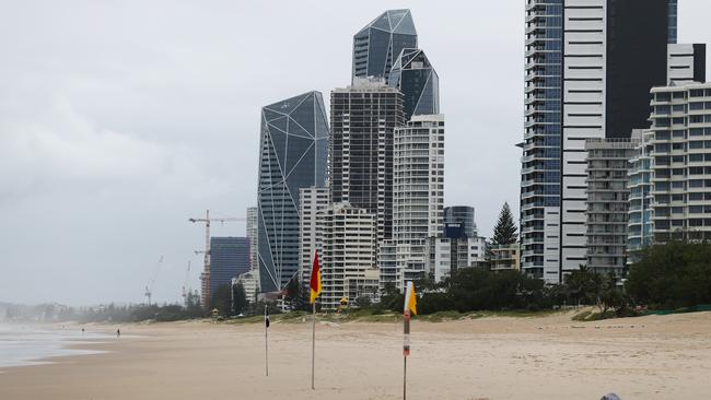 An empty Surfers Paradise, on the Gold Coast, during COVID-19 restrictions. Photo: Chris Hyde, Getty Images.