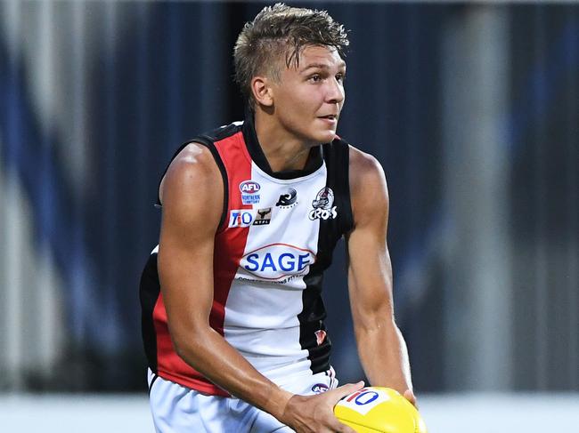 AFL prospect and Southern Districts defender Brodie Lake makes his first appearance of the 2020-21 NTFL season. Picture: Felicity Elliott AFLNT/MEDIA