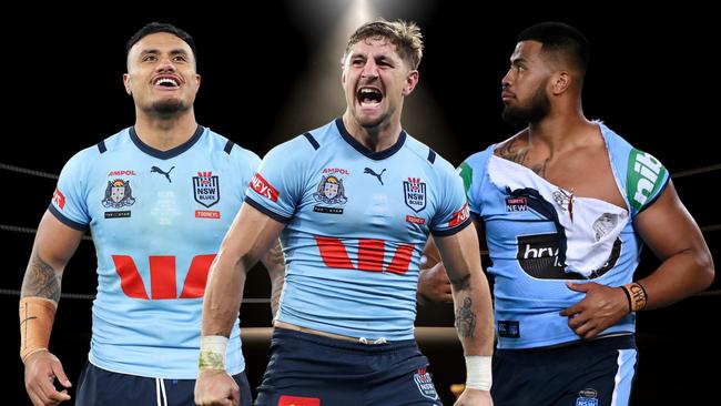 (L-R) NSW Bruise brothers: Spencer Leniu, Zac Lomax and Payne Haas.