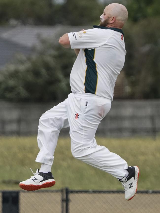 MPCA: Ryan Lynch bowling for Carrum Downs. Picture: Valeriu Campan