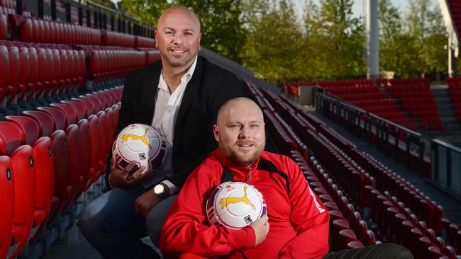 SA Football Hall of Fame 2016 inductees Jason Trimboli, left, and Simon Catanzaro. Picture: Keryn Stevens