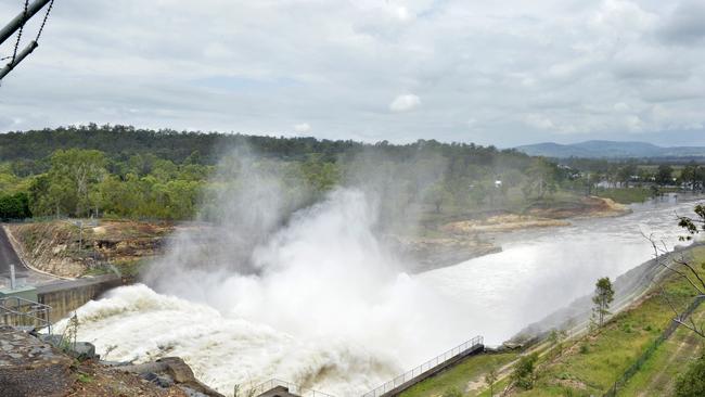 Water being released at Wivenhoe Dam. Picture: Claudia Baxter / The Queensland Times