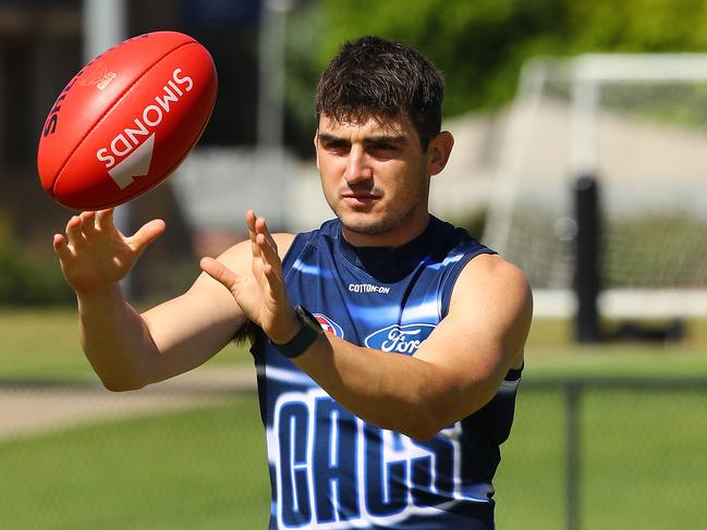 Shaun Mannagh on the track with Geelong. Picture: Alison Wynd