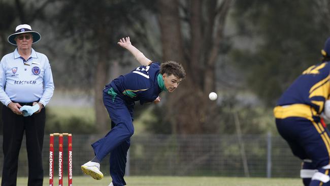 Jed Guthrie bowling for Riverina. Picture: John Appleyard