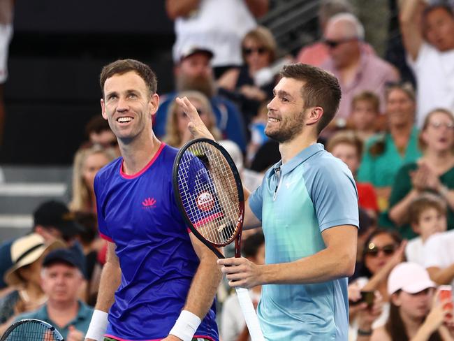 No.1 seeds Michael Venus and Nikola Mektic remained stone-faced on the other side of the net. Picture: Getty Images