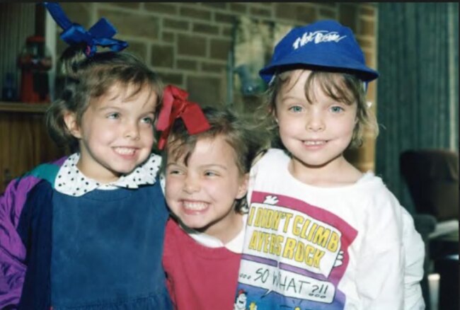 The sisters have always been tight and ready for a laugh – pictured from left are Sophie, Kate and Amy. Picture: Supplied