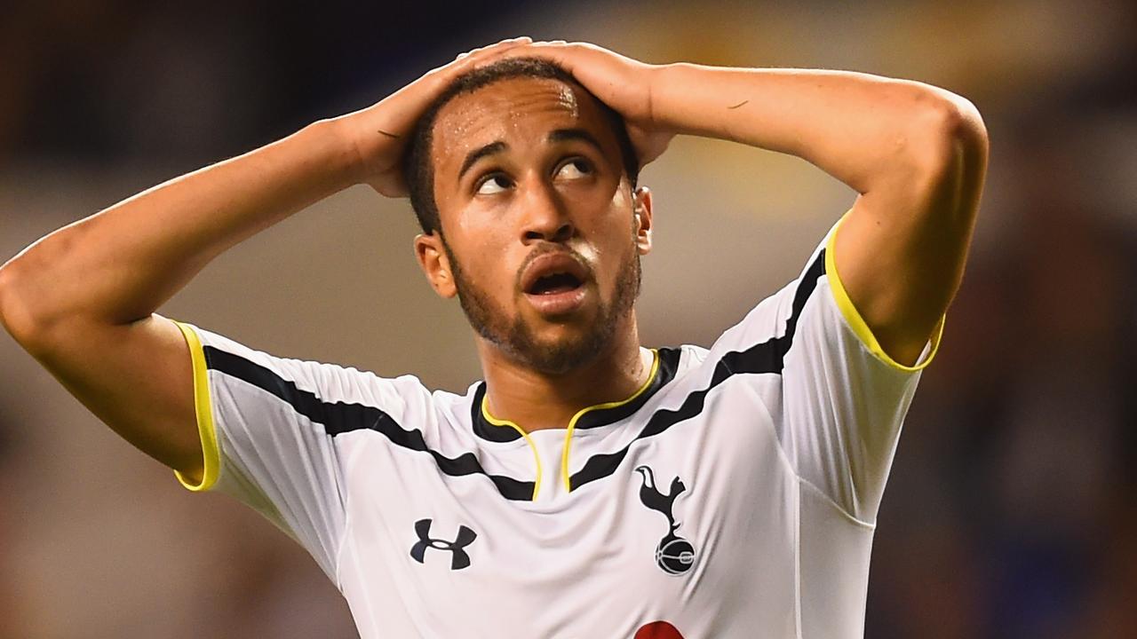 LONDON, ENGLAND - AUGUST 28: Andros Townsend of Spurs reacts during the UEFA Europa League Qualifying Play-Offs Round Second Leg match between Tottenham Hotspur and AEL Limassol FC on August 28, 2014 in London, United Kingdom. (Photo by Jamie McDonald/Getty Images)