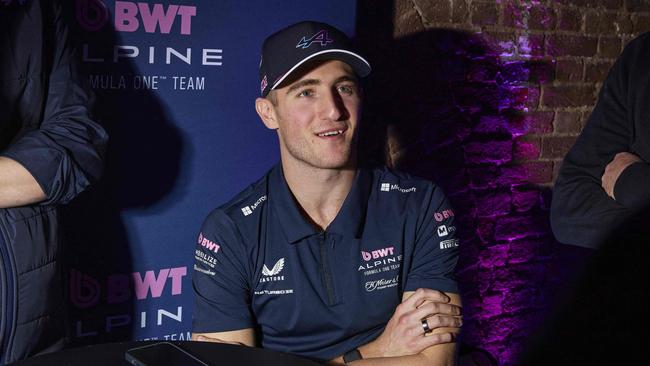 Alpine's Australian driver Jack Doohan talks to members of the media during the BWT Alpine F1 Team's 2025 season launch, in London on February 18, 2025. (Photo by BENJAMIN CREMEL / AFP)