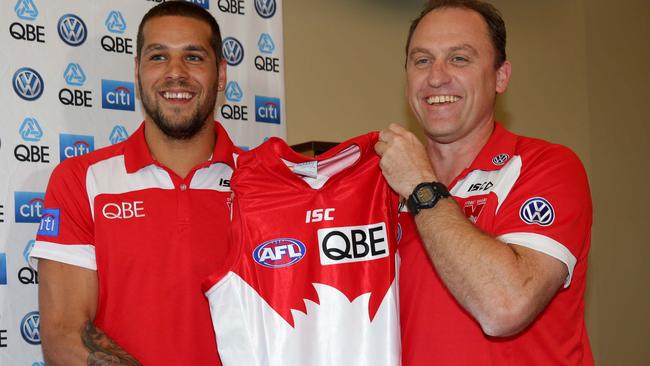 Lance Franklin signed the longest contract in AFL history when he jumped from Hawthorn to Sydney. Picture: Gregg Porteous