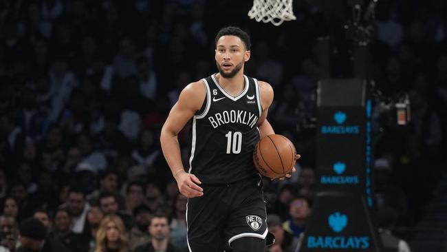 BROOKLYN, NY - OCTOBER 19: Ben Simmons #10 of the Brooklyn Nets dribbles the ball during the game against the New Orleans Pelicans on October 19, 2022 at Barclays Center in Brooklyn, New York. NOTE TO USER: User expressly acknowledges and agrees that, by downloading and or using this Photograph, user is consenting to the terms and conditions of the Getty Images License Agreement. Mandatory Copyright Notice: Copyright 2022 NBAE (Photo by Jesse D. Garrabrant/NBAE via Getty Images)