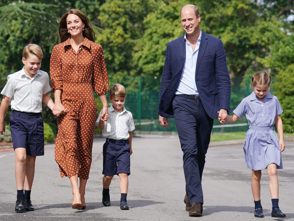 The Cambridge kids have arrived for their first day at a new school. Picture: Jonathan Brady/AFP