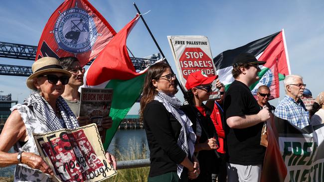 Protesters at Port Botany earlier this month. Picture: AFP