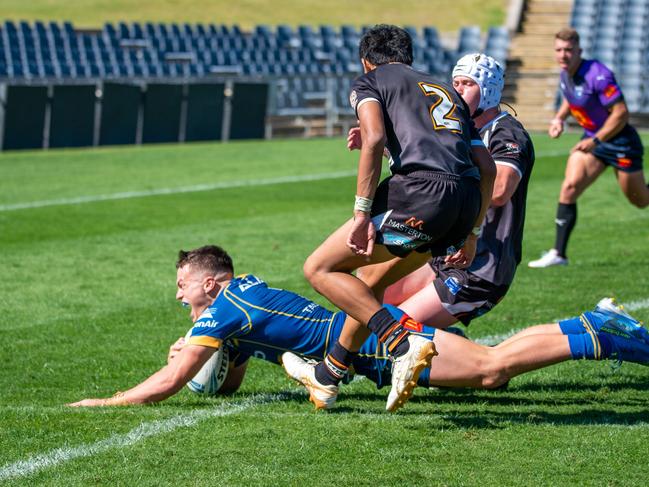 Te Hurinui (Apa) Twidle scores for the Eels in the SG Ball Cup. Picture: Thomas Lisson