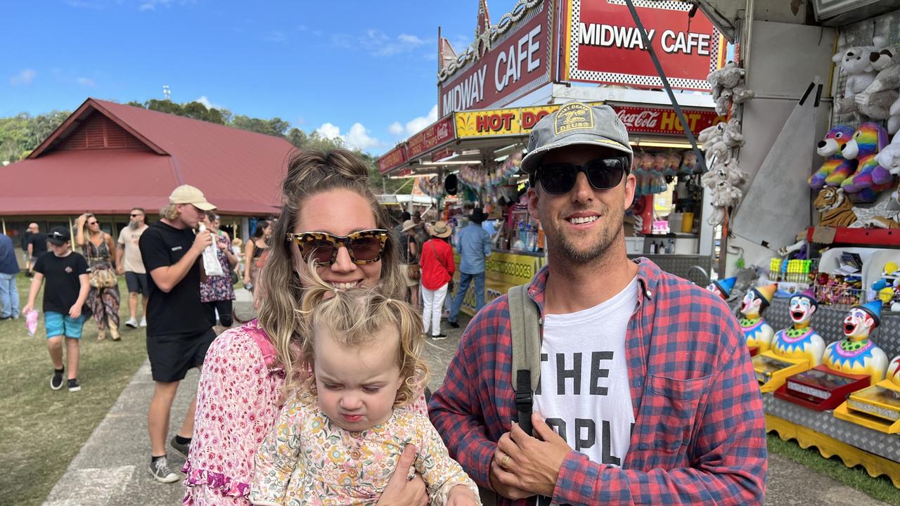 Amity Liddell, Adam Turner and Lucca Turner (left to right) were out and about enjoying the 120th Murwillumbah Show. Picture: David Bonaddio