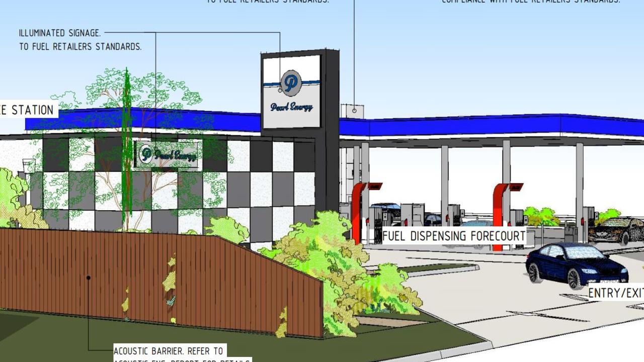 Pearl Energy signage for a new service station on Taylor Street in Newtown, which is being developed by Keith Beer.