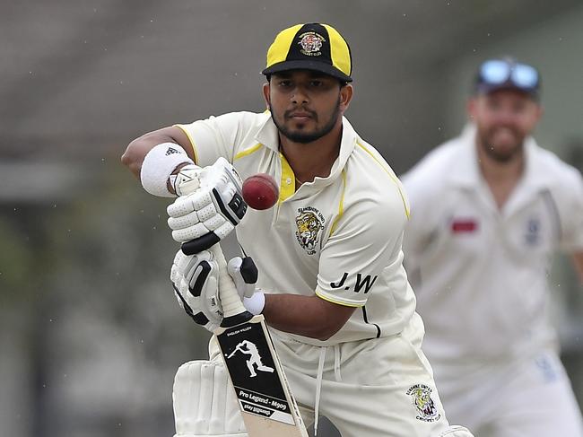 Roshan Laksiri in action during the VTCA Cricket: Sunshine United v Aberfeldie cricket match in Albion, Saturday, Nov. 21, 2020. Picture: Andy Brownbill