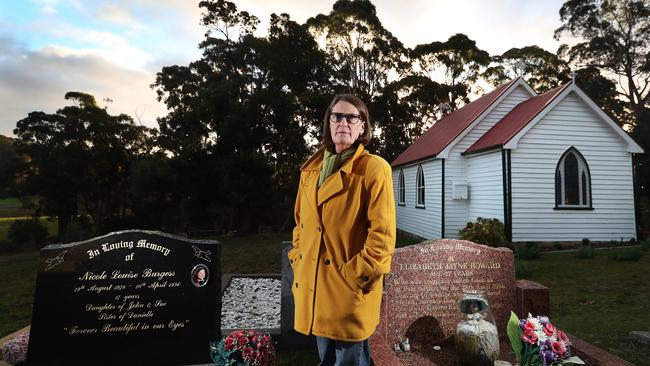 Tasman Mayor Roseanne Heyward, whose god-daughter Elizabeth Howard, a Port Arthur victim, is buried at St. Alban's Church. St. Alban’s Anglican Church at Koonya on the Tasman Peninsula has been earmarked for sale by the Anglican Archdiocese.
