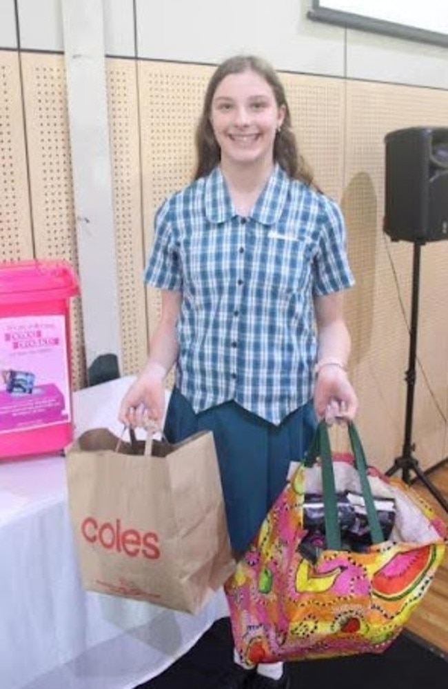 Rose Harborne was inspired by Share the Dignity to advertise awareness and create her own donations. Picture: Contributed