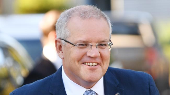 Scott Morrison in Netherby, Adelaide, yesterday. Picture: AAP