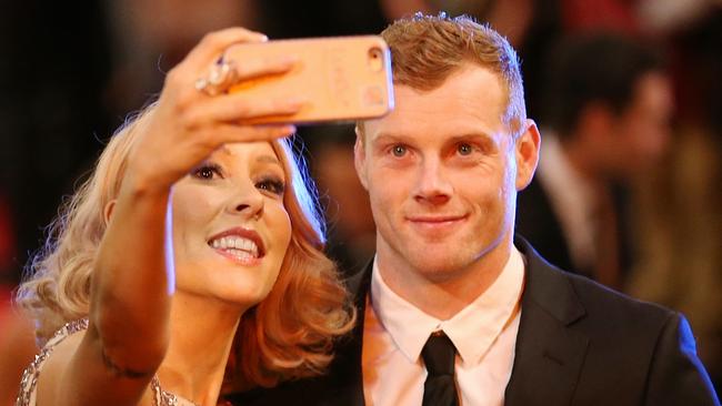 Haylea and Adam Cooney walk the red carpet at last year’s Brownlow Medal count. Picture: Wayne Ludbey