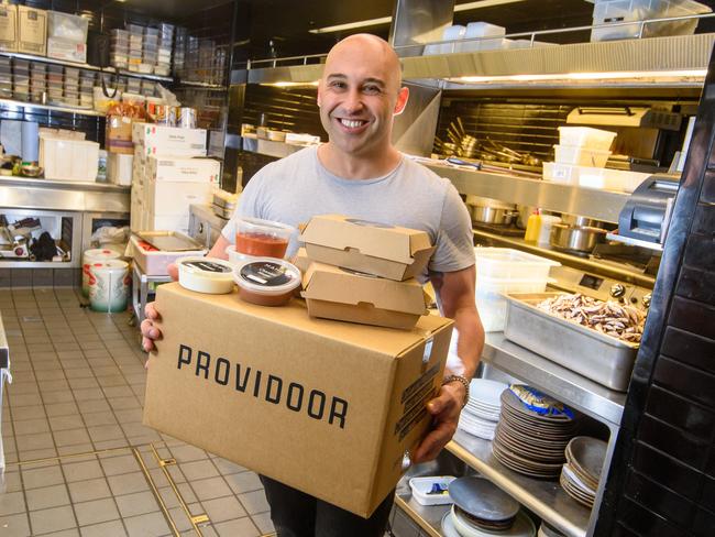 Shane Delia, CEO of Providoor [company that delivers food from Melb restaurants}, He is talking to us about how resilient the hospo industry has to be and how they are evolving through this crisis etc. Shane at his restaurant, Maha, in the City., Picture: Jay Town