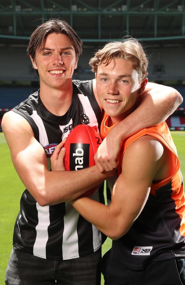 Ollie Henry and Tanner Bruhn will both play for Geelong in 2022 after securing trades in the off-season. Picture: Alex Coppel.