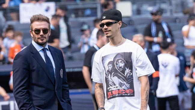 Romeo and his dad at Yankee Stadium last month. Picture: Alamy