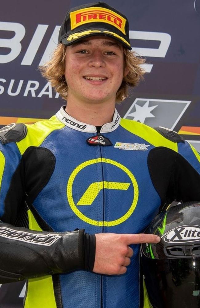 Motorbike racer Henry Snell is quickly making a name for himself on and off the track, winning the first Supersport 300 event weekend of the season in Phillip Island. Picture: Contributed