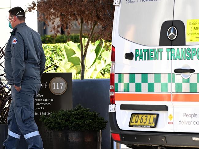 SYDNEY, AUSTRALIA - NewsWire Photos - JULY, 04, 2021: A NSW Patient Transport driver is seen at the SummitCare nursing home in Baulkham Hills, NSW. Three residents has tested positive to COVID-19 and have all been transferred to Westmead Hospital as a precautionary measure. Picture: NCA NewsWire/Bianca De Marchi