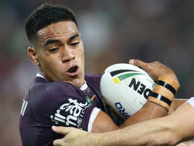 Joe Ofahengaue of Brisbane during the NRL game between the Brisbane Broncos and the South Sydney Rabbitohs. Pic Darren England.