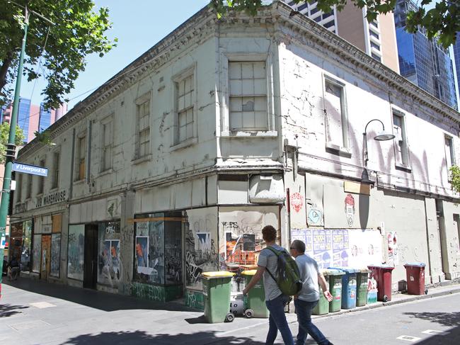 The derelict Job Warehouse building in Bourke St. Picture: David Crosling