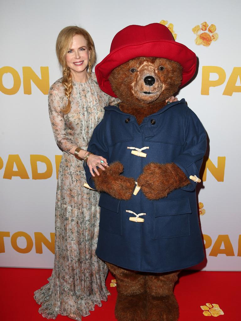 Nicole Kidman and Paddington Bear arrive at the Australian premier of Paddington. Picture: Andrew Murray