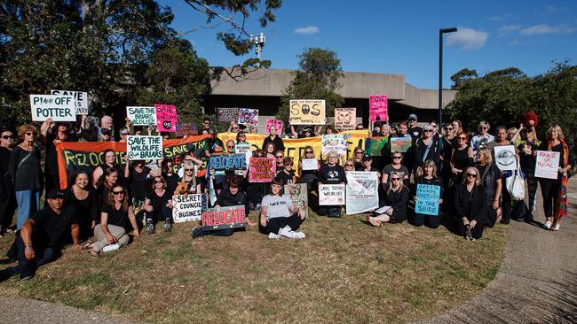 Save Briars Sanctuary supporters outside Rosebud council offices last week. Picture: yannicreative