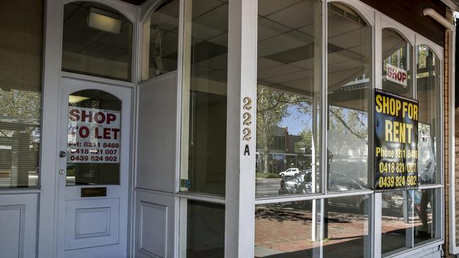 Vacant stores on Hutt St. Picture: Mike Burton/AAP