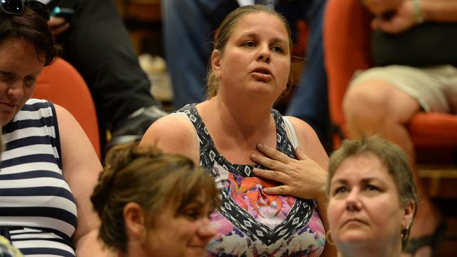 Nuclear debate meeting at Port Augusta. Kendall Jones of Pt Augusta speaks at the meeting. picture Campbell Brodie.