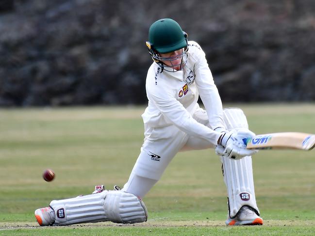 Iona College batsman Liam CarterAIC First XI cricket between St Peters and Iona College.Saturday March 4, 2023. Picture, John Gass