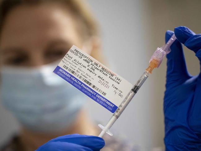 Sunday 21st February 2021.  The Australian. Head of Monash Health, Rhonda Stuart with the Pfizer Covid-19 Vaccine as it arrives at Monash Medical Centre, Melbourne Victoria, Australia.Photograph by Arsineh Houspian /The Australian