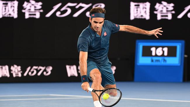 Switzerland's Roger Federer hits a return against Uzbekistan's Denis Istomin. Picture: AFP