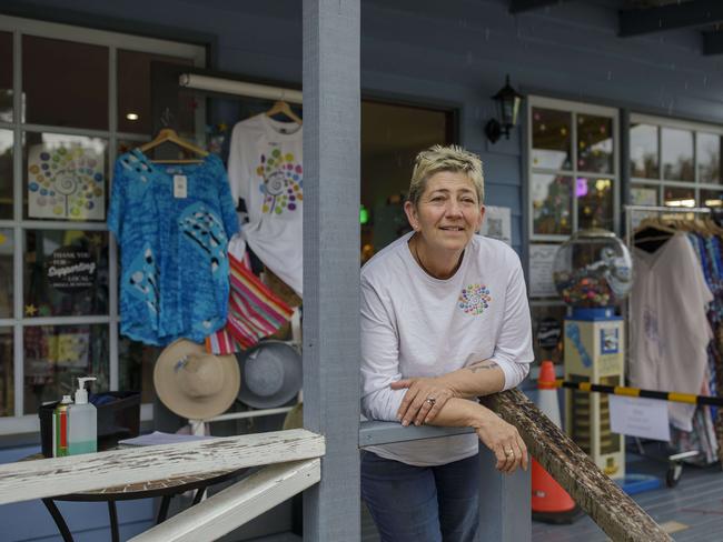 Theresa Matthews, owner of Mogo Lolly Shop in Mogo, NSW. The shopÃs stock was destroyed by smoke in the New YearÃs Eve bushfire and the store was only reopened a month ago. Picture by Sean Davey