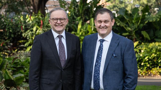 Prime Minister Anthony Albanese pictured with Jeff Dimery, CEO of Alinta, at the Future Energy Conference. Picture: Julian Andrews