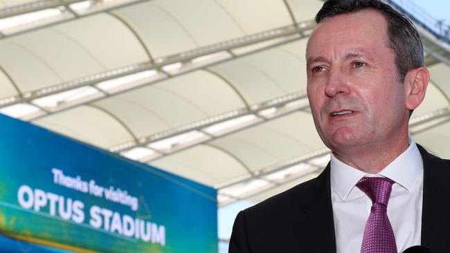 WA Premier Mark McGowan at Perth’s Optus Stadium. Picture: AAP