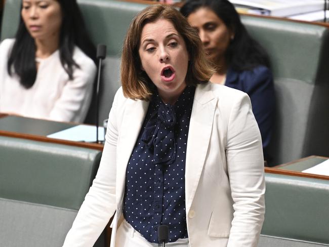 CANBERRA, AUSTRALIA, NewsWire Photos. MARCH 25, 2024: Minister for Aged Care, Anika Wells during Question Time at Parliament House in Canberra. Picture: NCA NewsWire / Martin Ollman