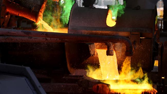 08/02/2018 The smelter in action at Olympic Dam mine site 600km north of Adelaide. Kelly Barnes/The Australian