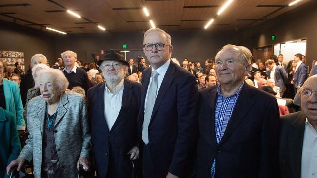 Anthony Albanese and Holocaust survivors at the Wednesday opening of the Melbourne Holocaust Museum in southeastern Elsternwick. Picture: NCA Newswire / Nicki Connolly